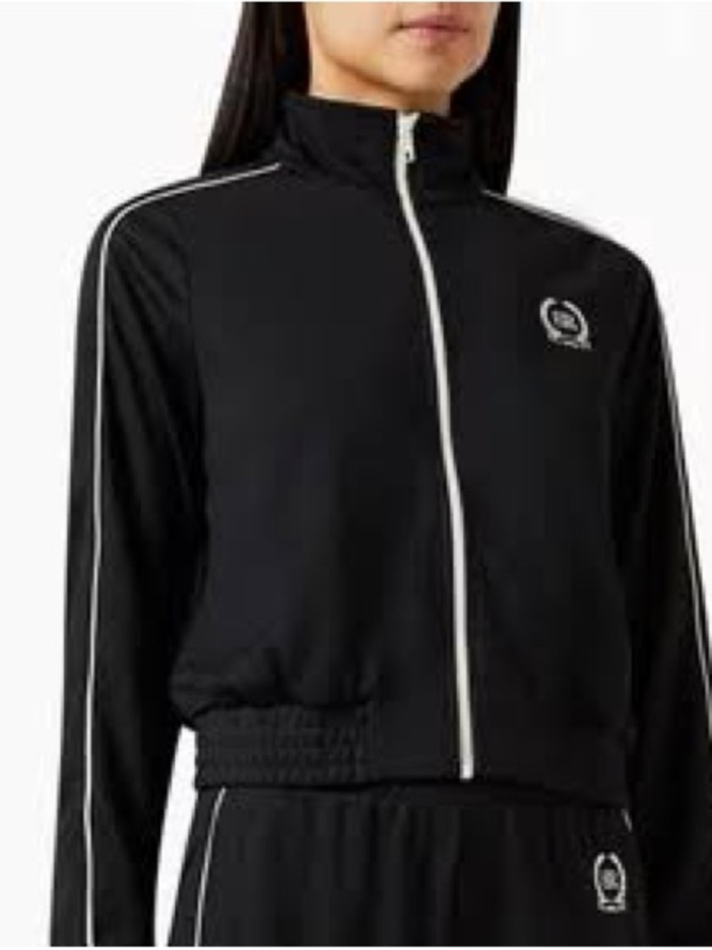 Sporty & Rich Black Bomber Jacket with White Trim